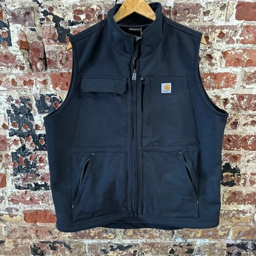 Carhartt Vest Mens Large Rain Defender Super Dux Tan Softshell Zip Large
